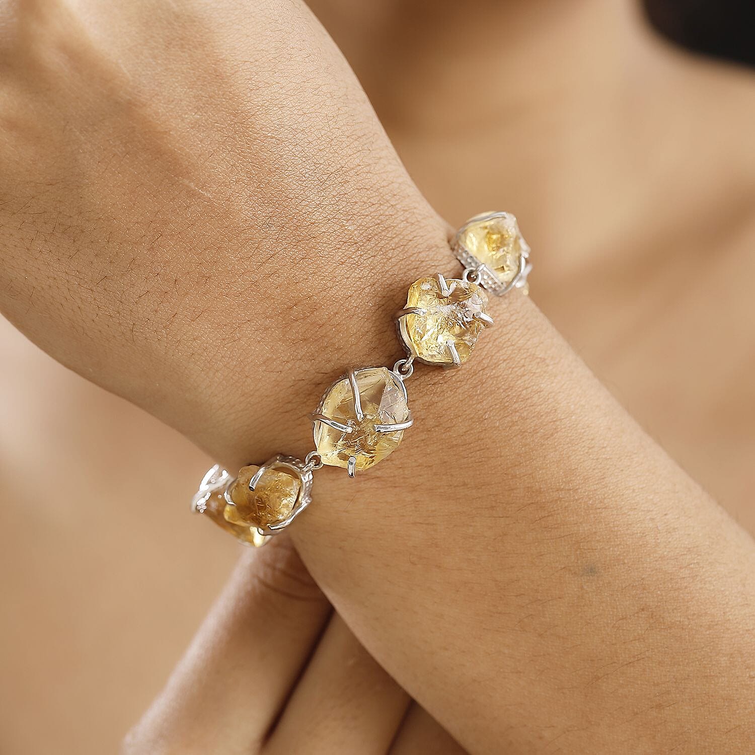 Karis Brazilian Citrine 72.55 ctw Bracelet in Platinum Bond (7.25 In)
