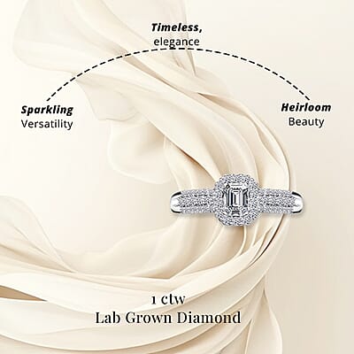 Luxuriant Lab Grown Diamond G-H SI 1.00 ctw Ring in Platinum Over Sterling Silver (Size 10.0)