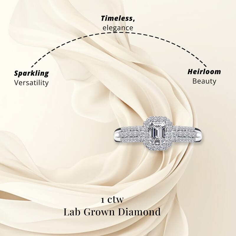 Luxuriant Lab Grown Diamond G-H SI 1.00 ctw Ring in Platinum Over Sterling Silver (Size 10.0)