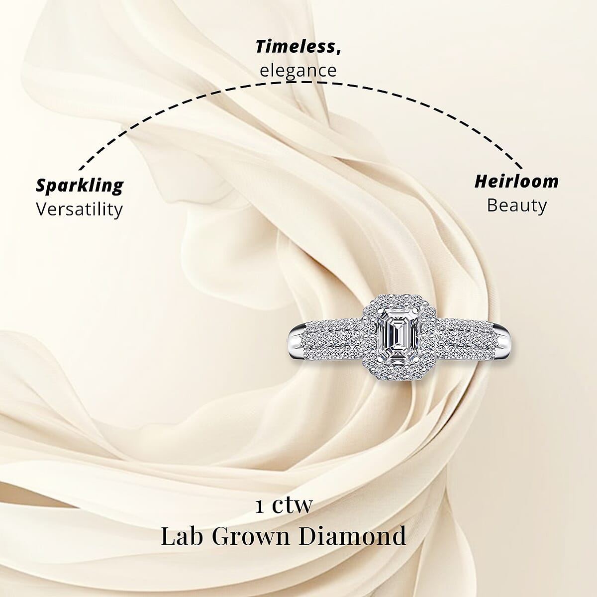 Luxuriant Lab Grown Diamond G-H SI 1.00 ctw Ring in Platinum Over Sterling Silver (Size 9.0) image number 4