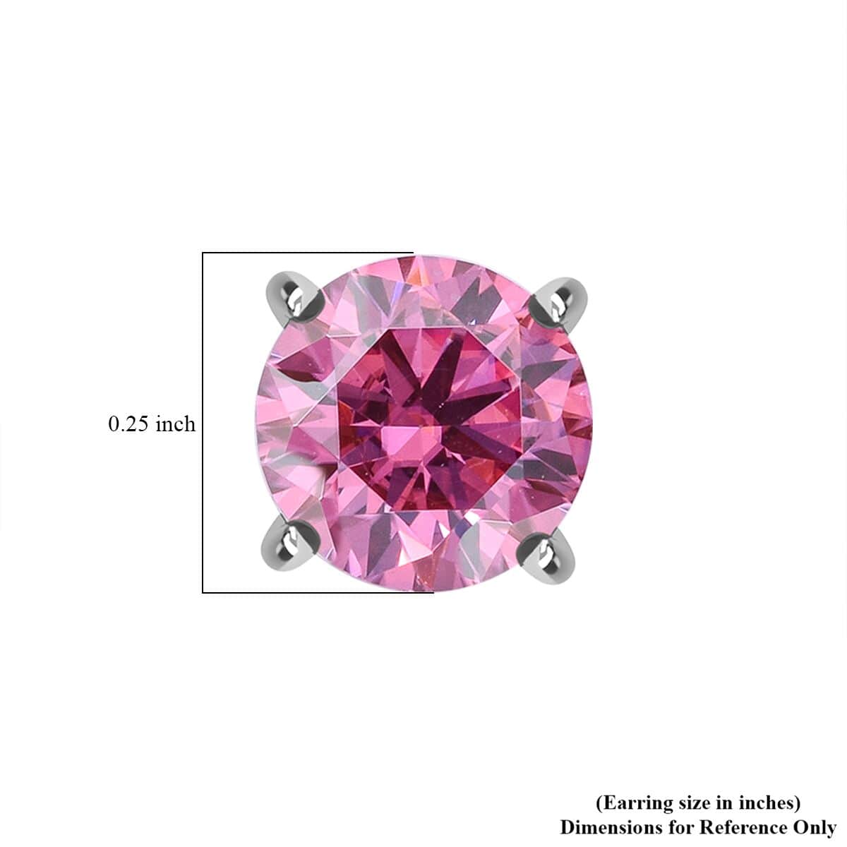 Pink Moissanite (Rnd 6mm) Solitaire Stud Earrings in Rhodium Over Sterling Silver 1.50 ctw image number 5