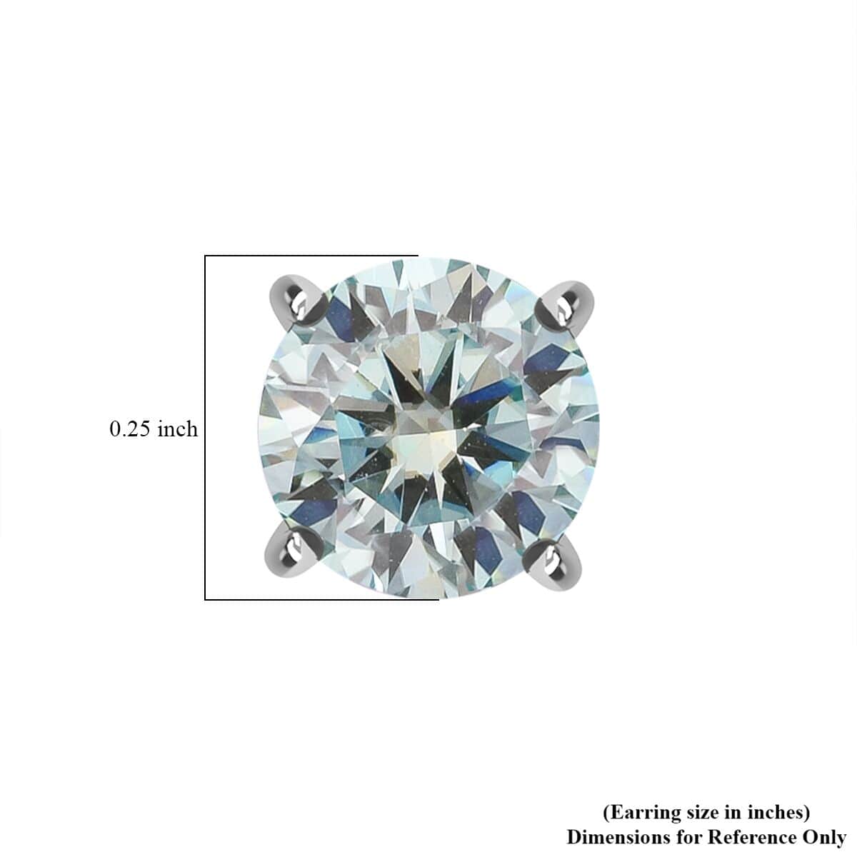 Blue Moissanite 1.50 ctw Solitaire Stud Earrings in Rhodium Over Sterling Silver image number 5