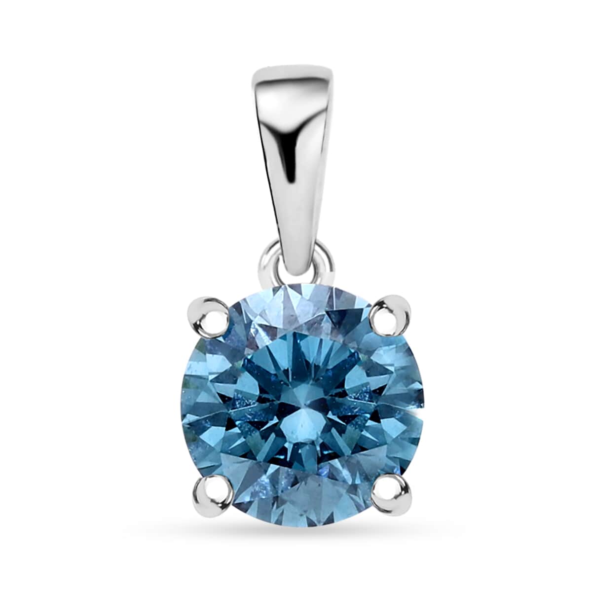 Luxuriant Lab Grown Blue Diamond SI 1.50 ctw Solitaire Pendant in Platinum Over Sterling Silver image number 0