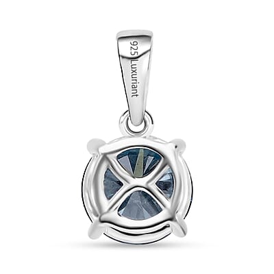 Luxuriant Lab Grown Blue Diamond (IR) SI 1.50 ctw Solitaire Pendant without Chain in Platinum Over Sterling Silver