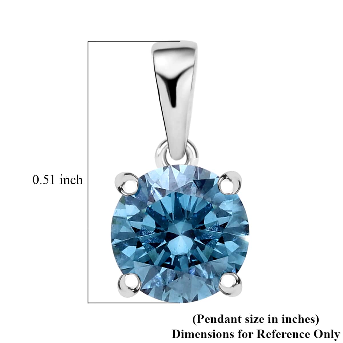 Luxuriant Lab Grown Blue Diamond SI 1.50 ctw Solitaire Pendant in Platinum Over Sterling Silver image number 4