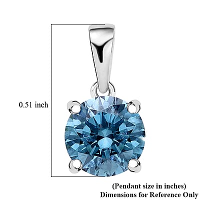 Luxuriant Lab Grown Blue Diamond (IR) SI 1.50 ctw Solitaire Pendant without Chain in Platinum Over Sterling Silver