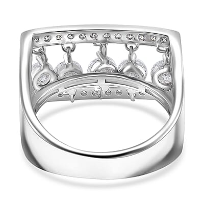 Dancing Moissanite 1.75 ctw Ring in Rhodium Over Sterling Silver (Size 10.0)