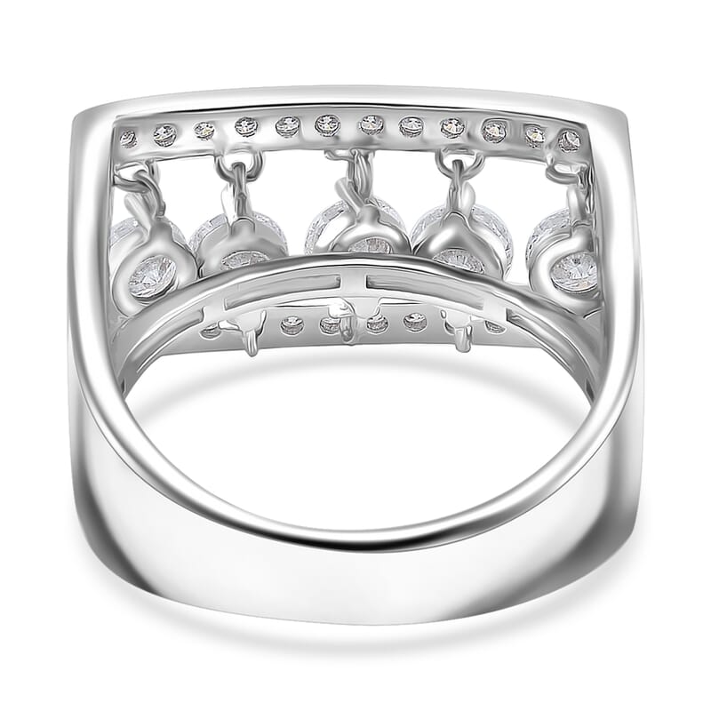 Dancing Moissanite 1.75 ctw Ring in Rhodium Over Sterling Silver (Size 10.0)