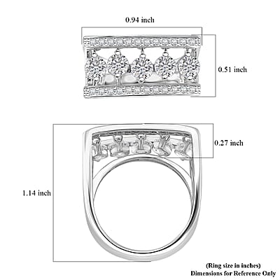 Dancing Moissanite 1.75 ctw Ring in Rhodium Over Sterling Silver (Size 10.0)
