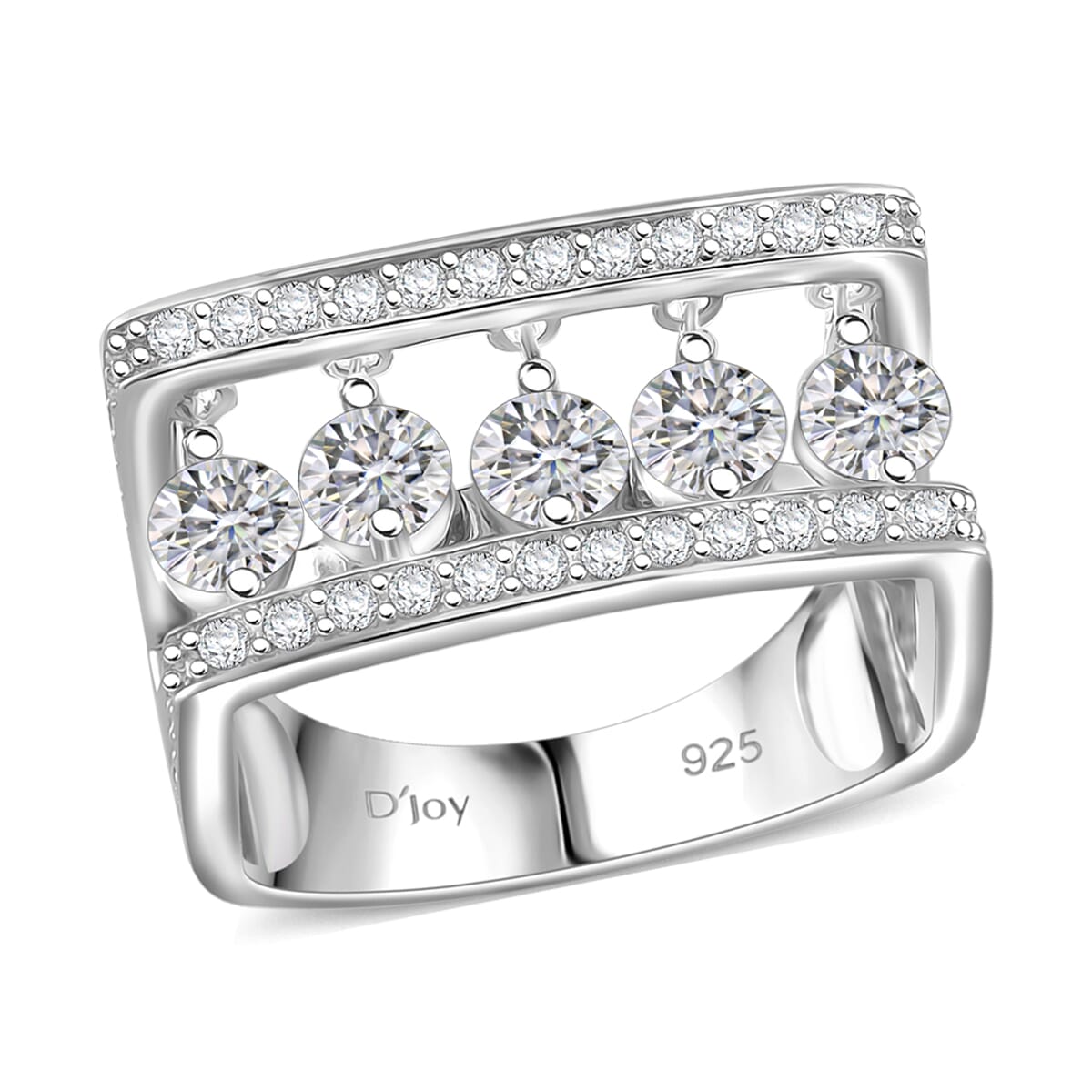 Dancing Moissanite 1.75 ctw Ring in Rhodium Over Sterling Silver (Size 8.0) image number 0
