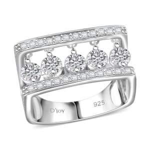 Dancing Moissanite 1.75 ctw Ring in Rhodium Over Sterling Silver (Size 8.0)