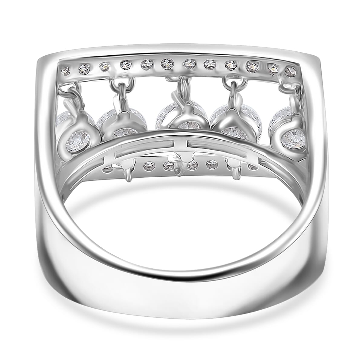 Dancing Moissanite 1.75 ctw Ring in Rhodium Over Sterling Silver (Size 8.0) image number 3