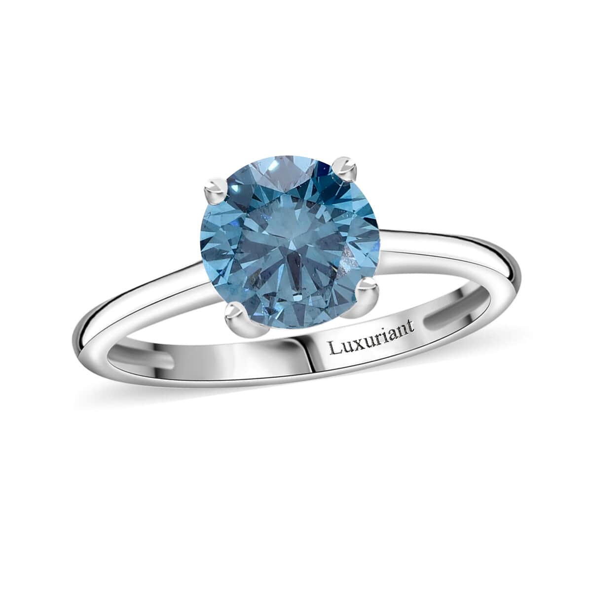 Doorbuster Luxuriant Lab Grown Blue Diamond SI 1.50 ctw Solitaire Ring in Platinum Over Sterling Silver (Size 10.0) image number 0