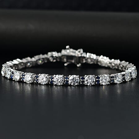 Moissanite & Blue Sapphire / 7.25 Inches - Product card gallery slide 2 (10177804960057)