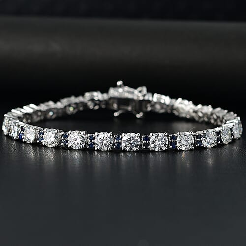 Moissanite & Blue Sapphire / 7.25 Inches - Product card gallery slide 2 (9432515576063)