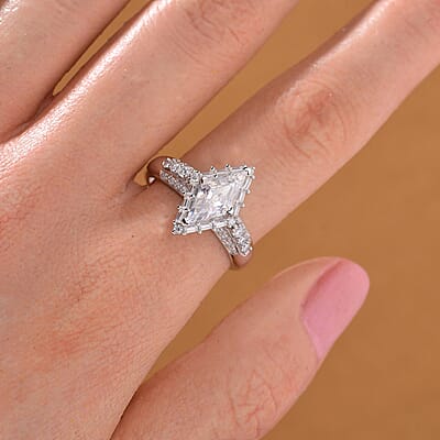 Moissanite 1.80 ctw Ring in Rhodium Over Sterling Silver (Size 10.0)