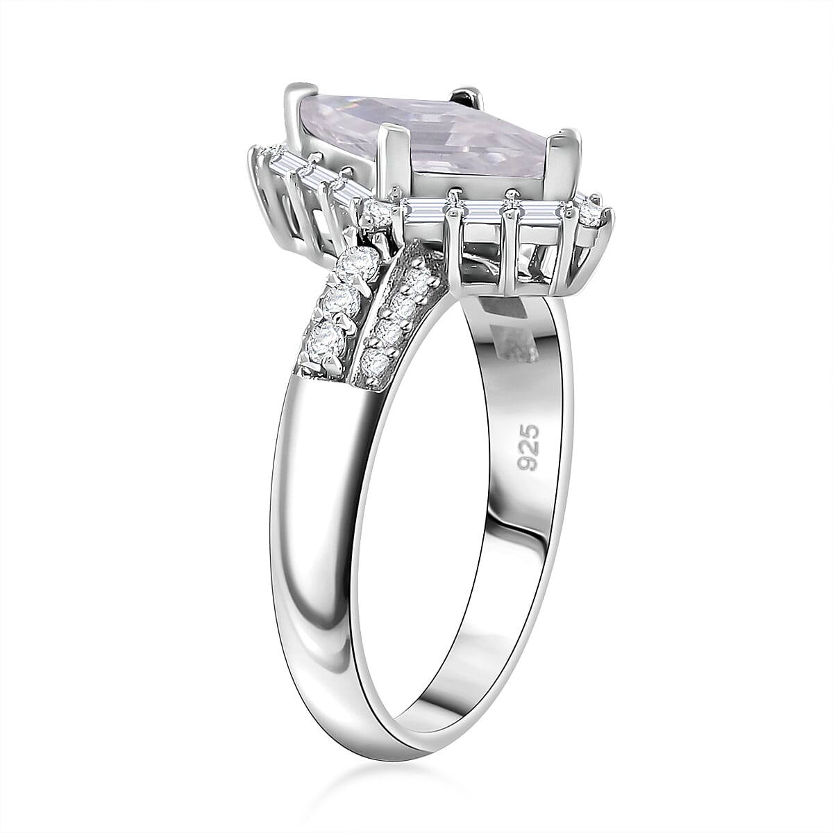 Moissanite 1.80 ctw Ring in Rhodium Over Sterling Silver (Size 10.0)