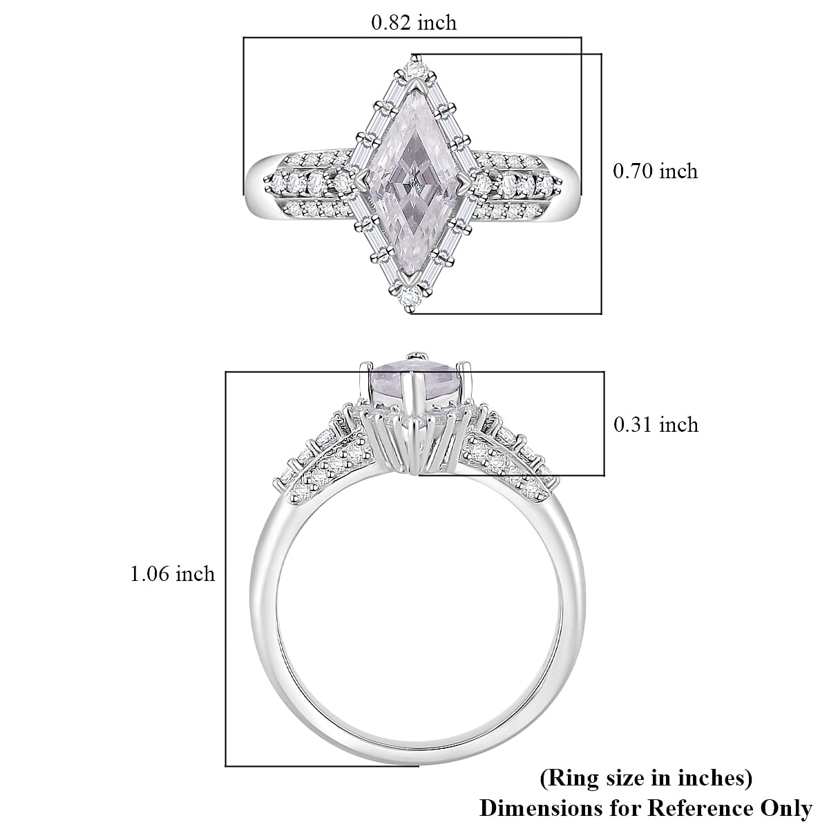 Moissanite 1.80 ctw Ring in Rhodium Over Sterling Silver (Size 10.0)