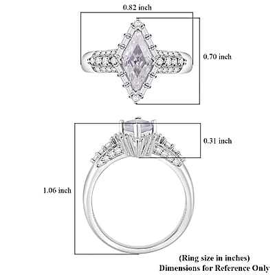 Moissanite 1.80 ctw Ring in Rhodium Over Sterling Silver (Size 10.0)