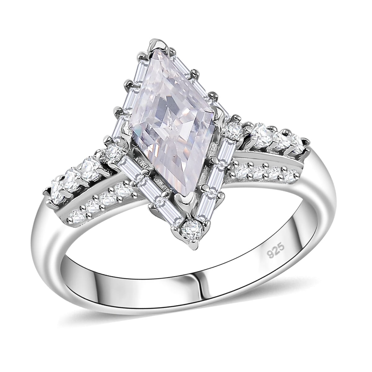 Moissanite 1.80 ctw Ring in Rhodium Over Sterling Silver (Size 8.0) image number 0