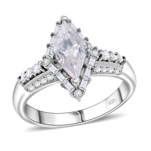 Moissanite 1.80 ctw Ring in Rhodium Over Sterling Silver (Size 8.0)