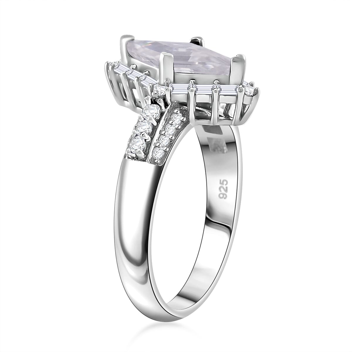 Moissanite 1.80 ctw Ring in Rhodium Over Sterling Silver (Size 8.0) image number 2