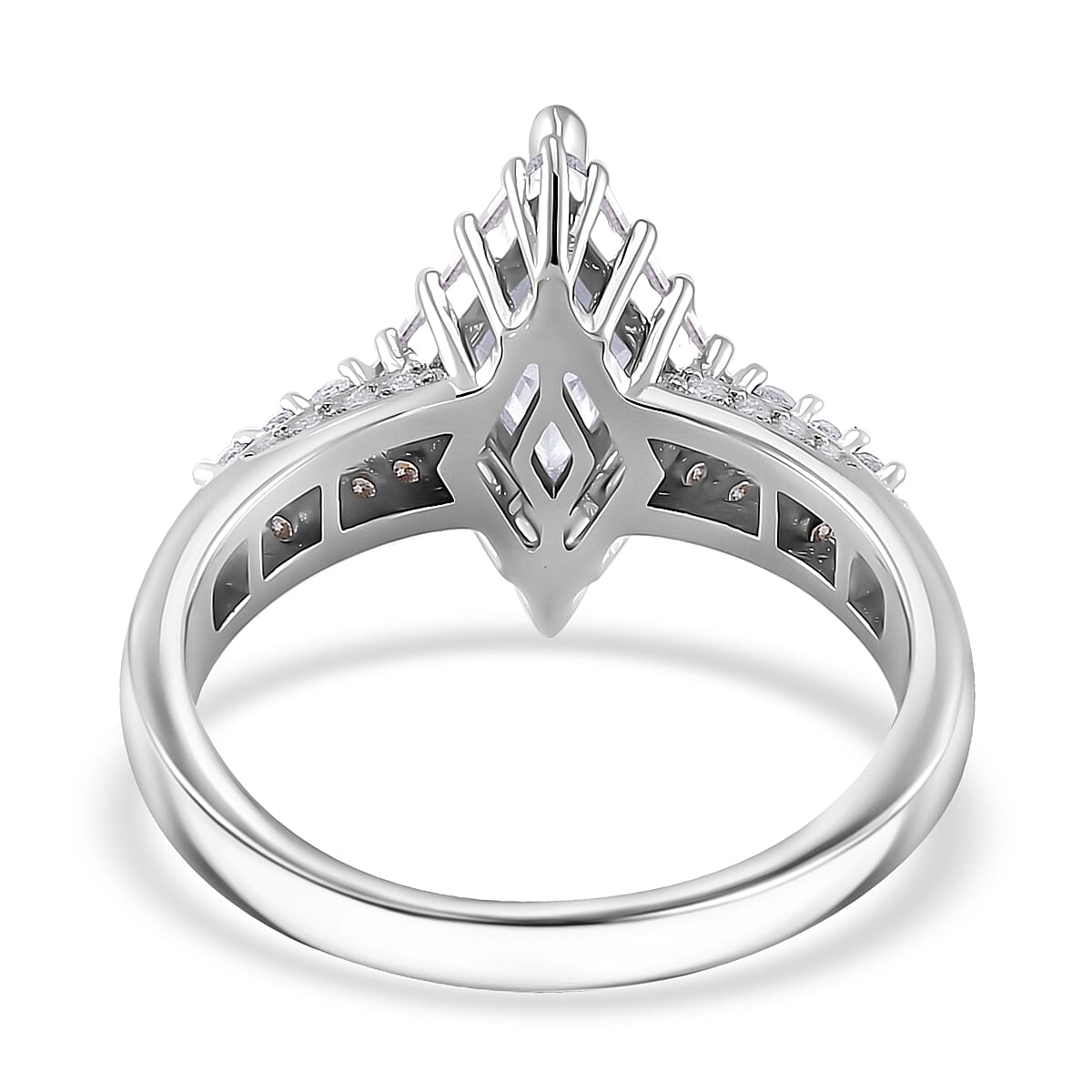 Moissanite 1.80 ctw Ring in Rhodium Over Sterling Silver (Size 8.0)
