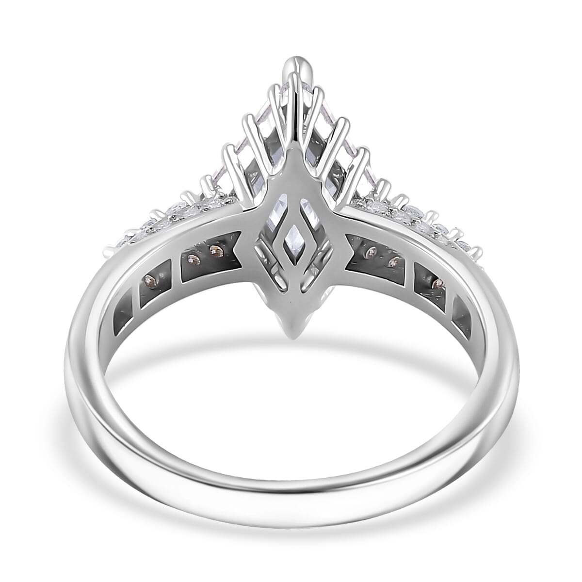 Moissanite 1.80 ctw Ring in Rhodium Over Sterling Silver (Size 8.0) image number 3
