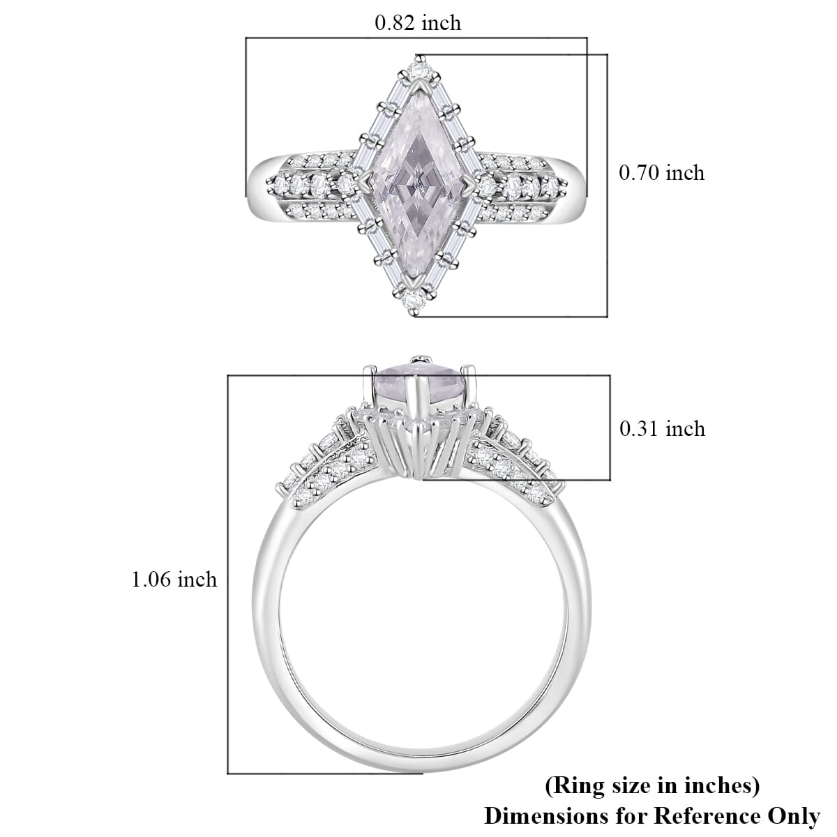 Moissanite 1.80 ctw Ring in Rhodium Over Sterling Silver (Size 8.0) image number 4