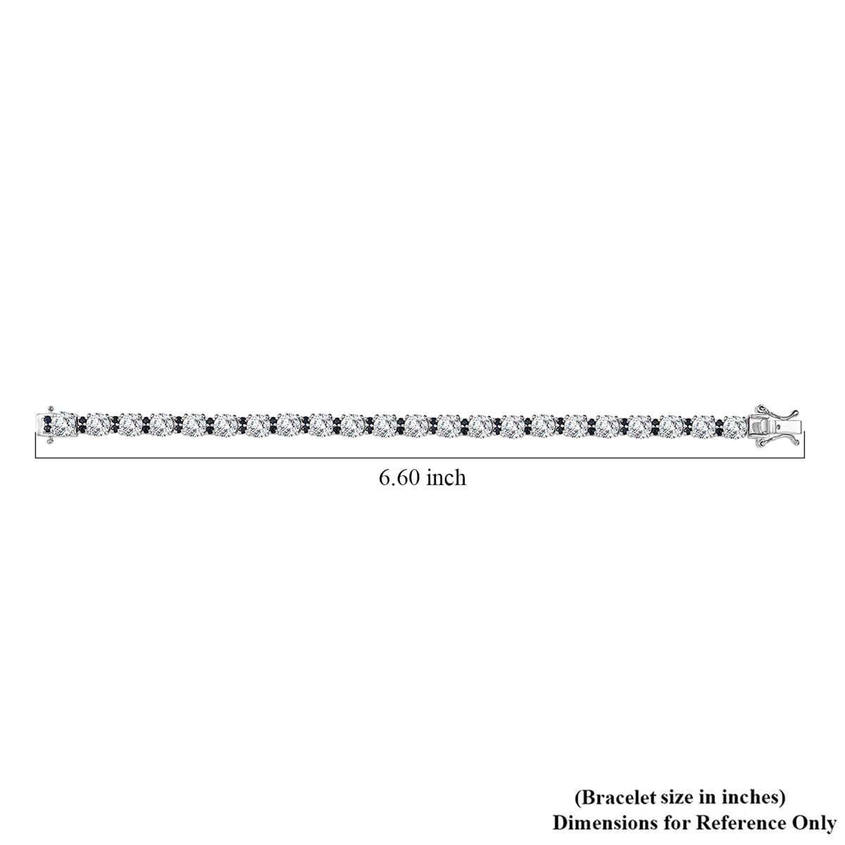 Moissanite and Madagascar Blue Sapphire 10.35 ctw Moonlit Tennis Bracelet in Rhodium Over Sterling Silver (6.50 In) image number 4