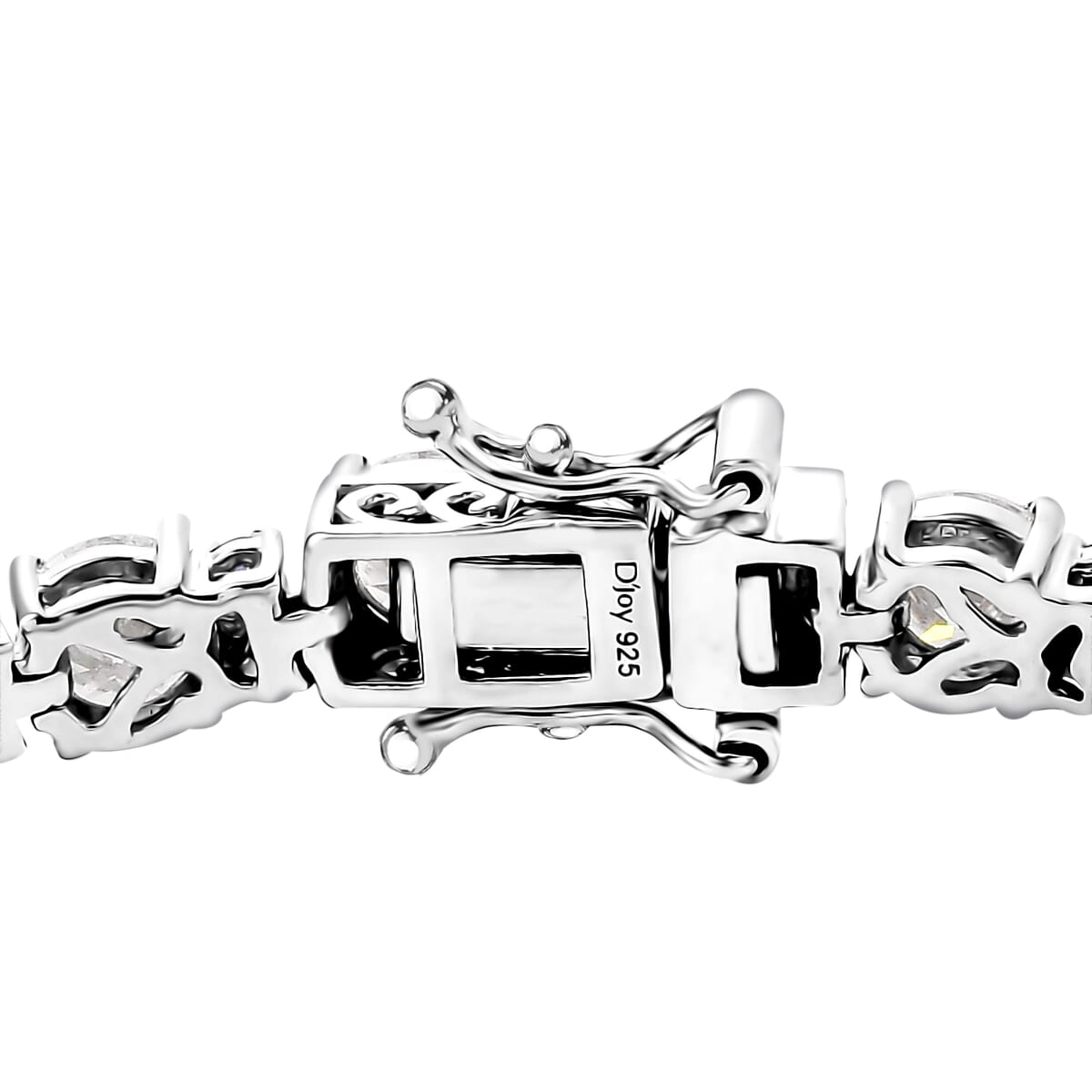 Moissanite and Madagascar Blue Sapphire 12.70 ctw Moonlit Tennis Bracelet in Rhodium Over Sterling Silver (8.00 In) image number 3
