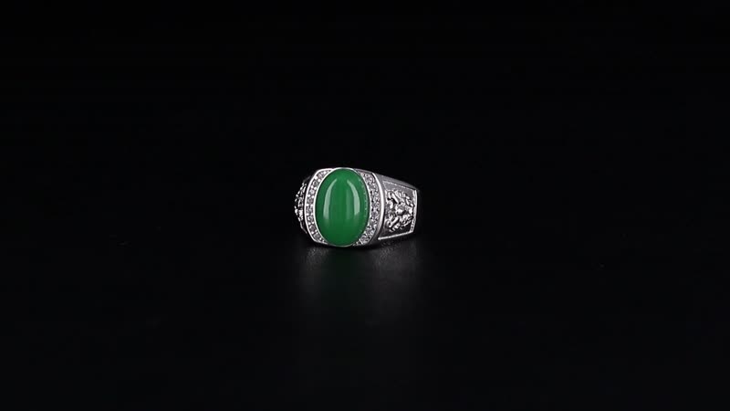 Green Jade, White Zircon Ring in Rhodium Over Sterling Silver (Size 10.0) 7.50 ctw