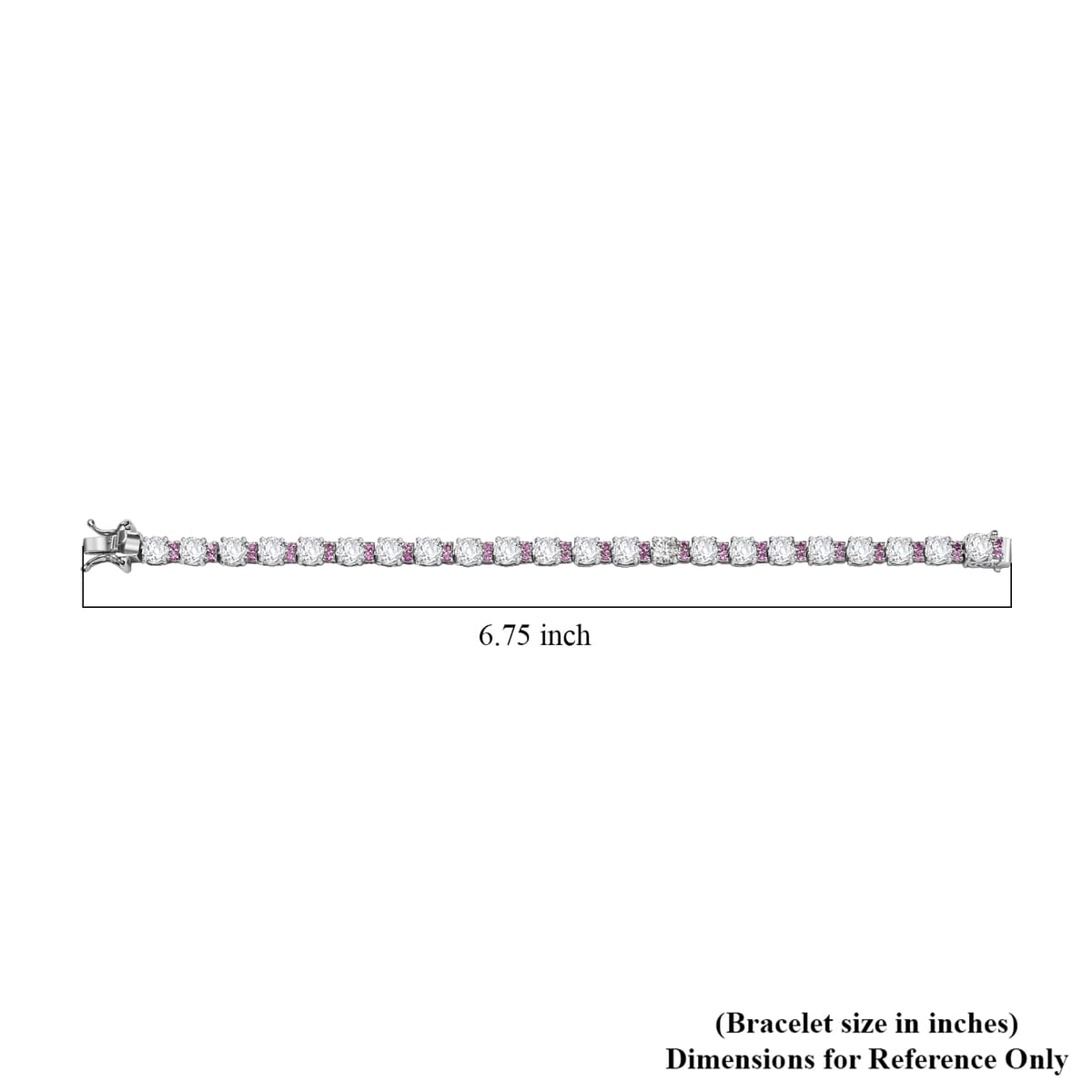 Moissanite and Madagascar Pink Sapphire 10.80 ctw Moonlit Tennis Bracelet in Rhodium Over Sterling Silver (6.50 In) image number 4