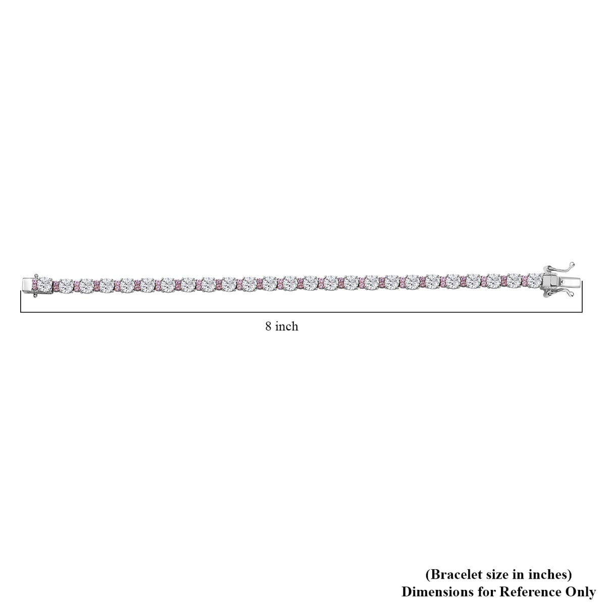 Moissanite and Madagascar Pink Sapphire 13.50 ctw Moonlit Tennis Bracelet in Rhodium Over Sterling Silver (7.25 In) image number 4