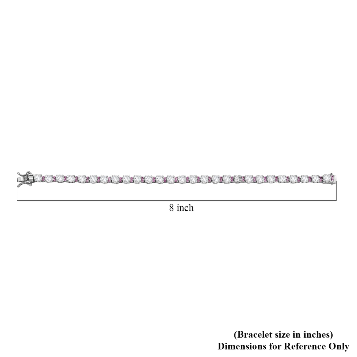 Moissanite and Madagascar Pink Sapphire 13.25 ctw Moonlit Tennis Bracelet in Rhodium Over Sterling Silver (8.00 In) image number 4