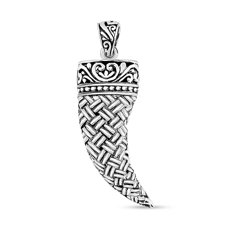 Bali Legacy Filigree Horn Pendant without Chain in Sterling Silver 5.50 Grams