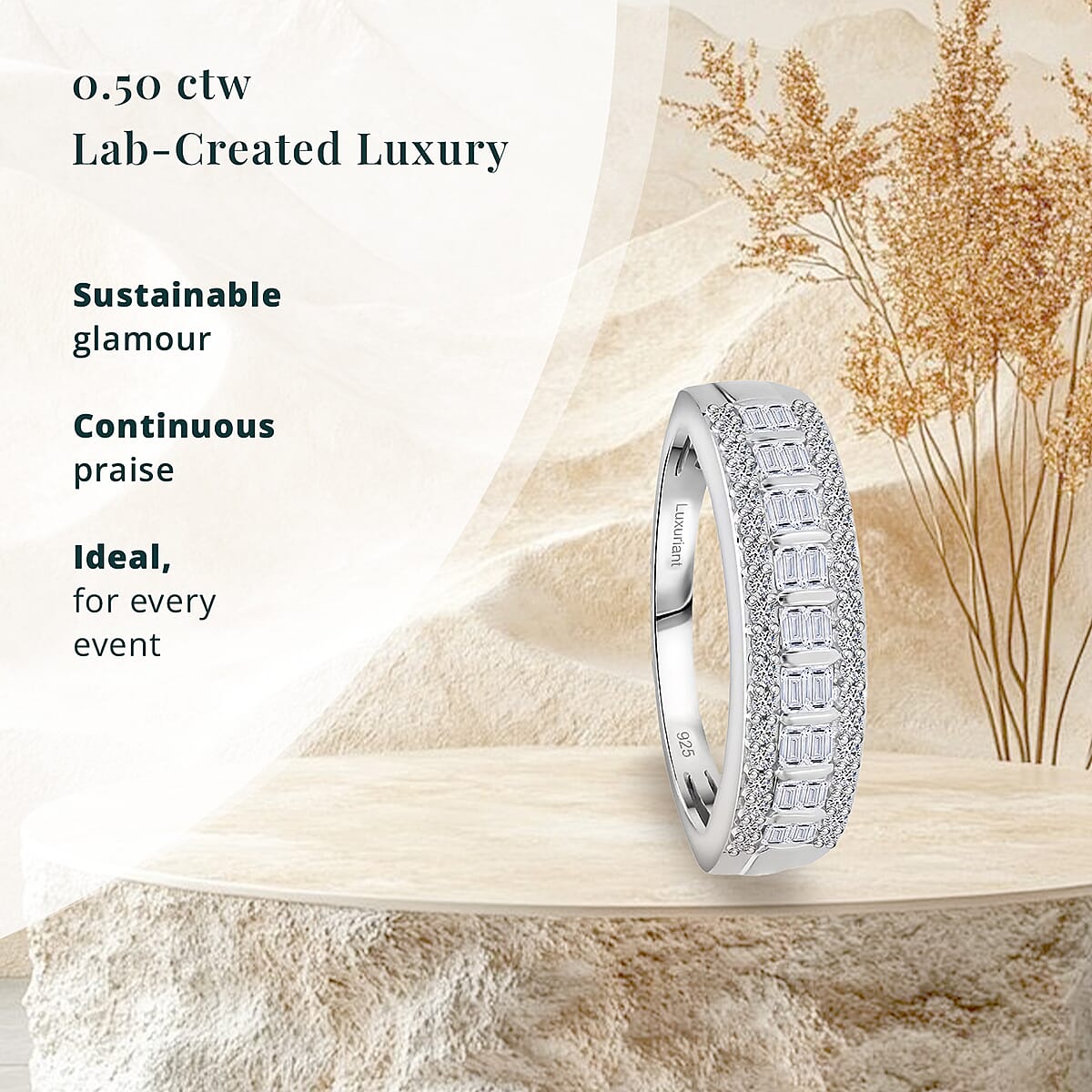 Luxuriant Lab Grown Diamond SI 0.50 ctw Ring in Platinum Over Sterling Silver (Size 6.0) image number 2