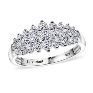 Luxuriant Lab Grown Diamond G-H SI 1.00 ctw Ring in Platinum Over Sterling Silver (Size 10.0) (Del. in 10-12 Days)