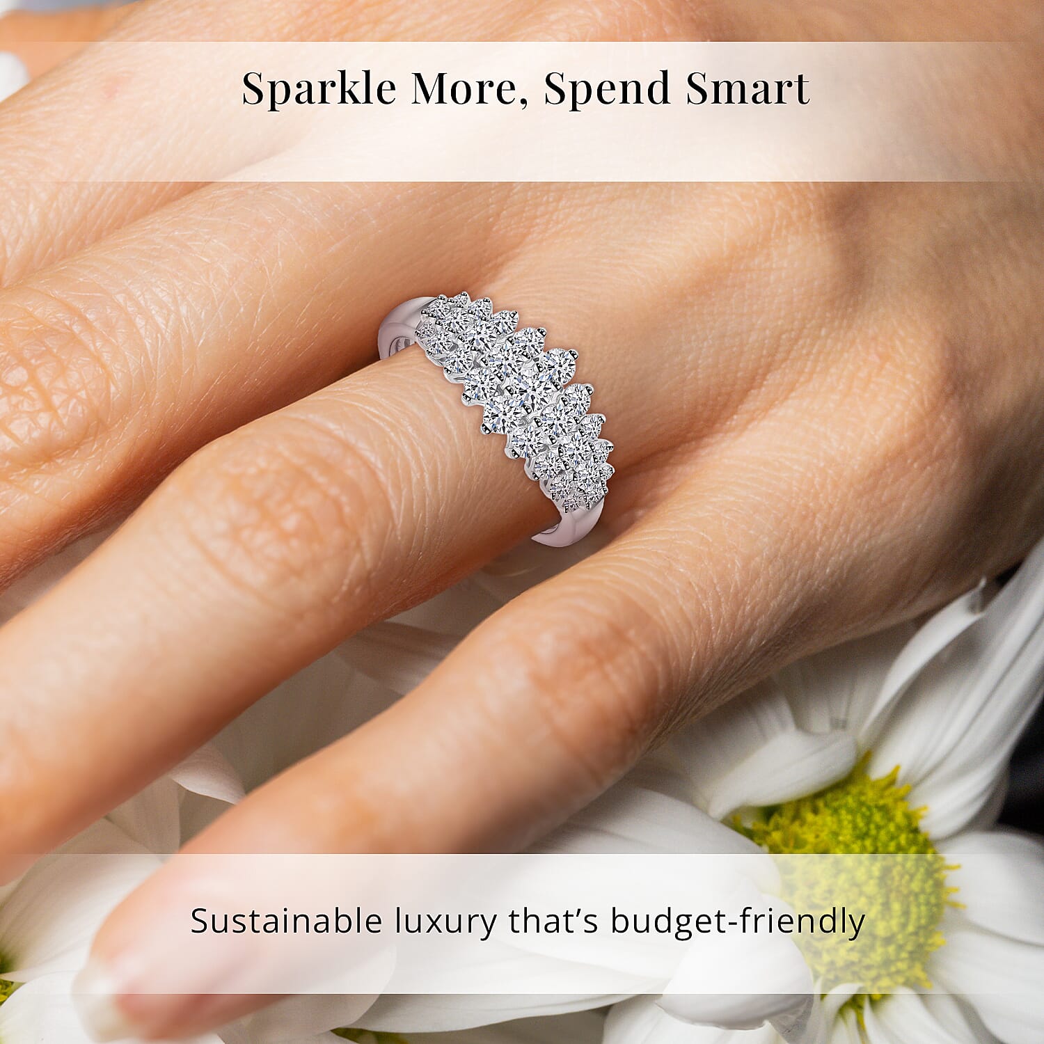 Luxuriant Lab Grown Diamond G-H SI 1.00 ctw Sparkle Ring in Platinum Over Sterling Silver (Size 10.0)
