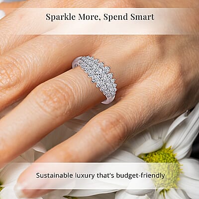 Luxuriant Lab Grown Diamond G-H SI 1.00 ctw Sparkle Ring in Platinum Over Sterling Silver (Size 10.0)