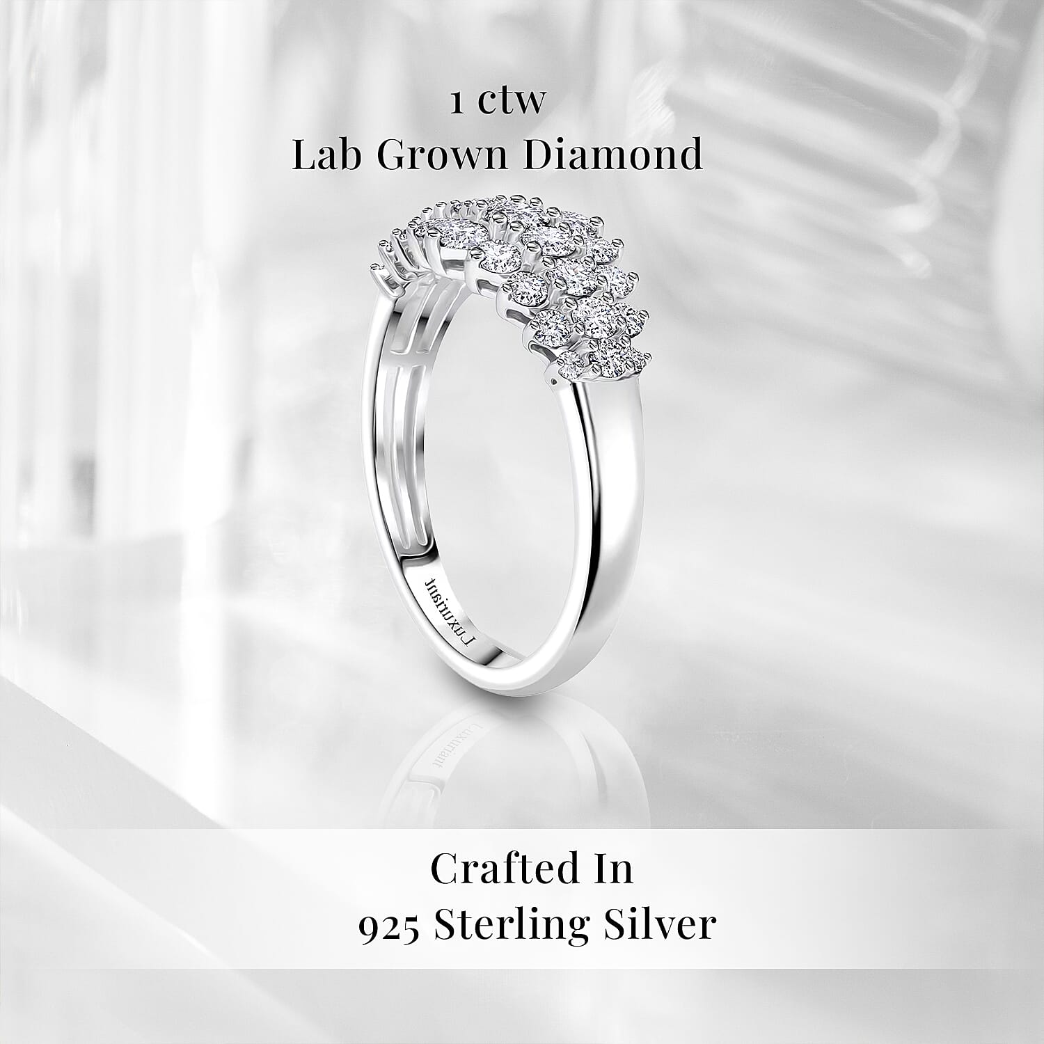 Luxuriant Lab Grown Diamond G-H SI 1.00 ctw Sparkle Ring in Platinum Over Sterling Silver (Size 10.0)