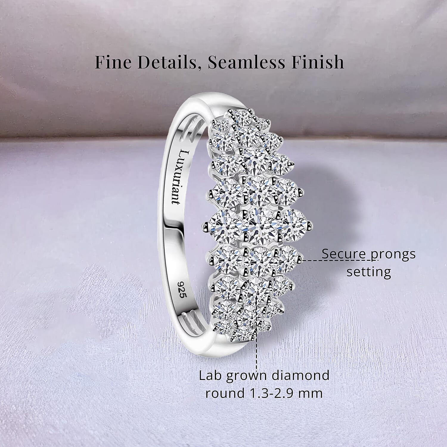 Luxuriant Lab Grown Diamond G-H SI 1.00 ctw Sparkle Ring in Platinum Over Sterling Silver (Size 10.0)