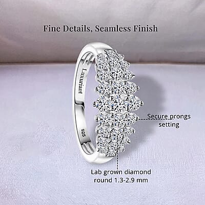 Luxuriant Lab Grown Diamond G-H SI 1.00 ctw Sparkle Ring in Platinum Over Sterling Silver (Size 10.0)