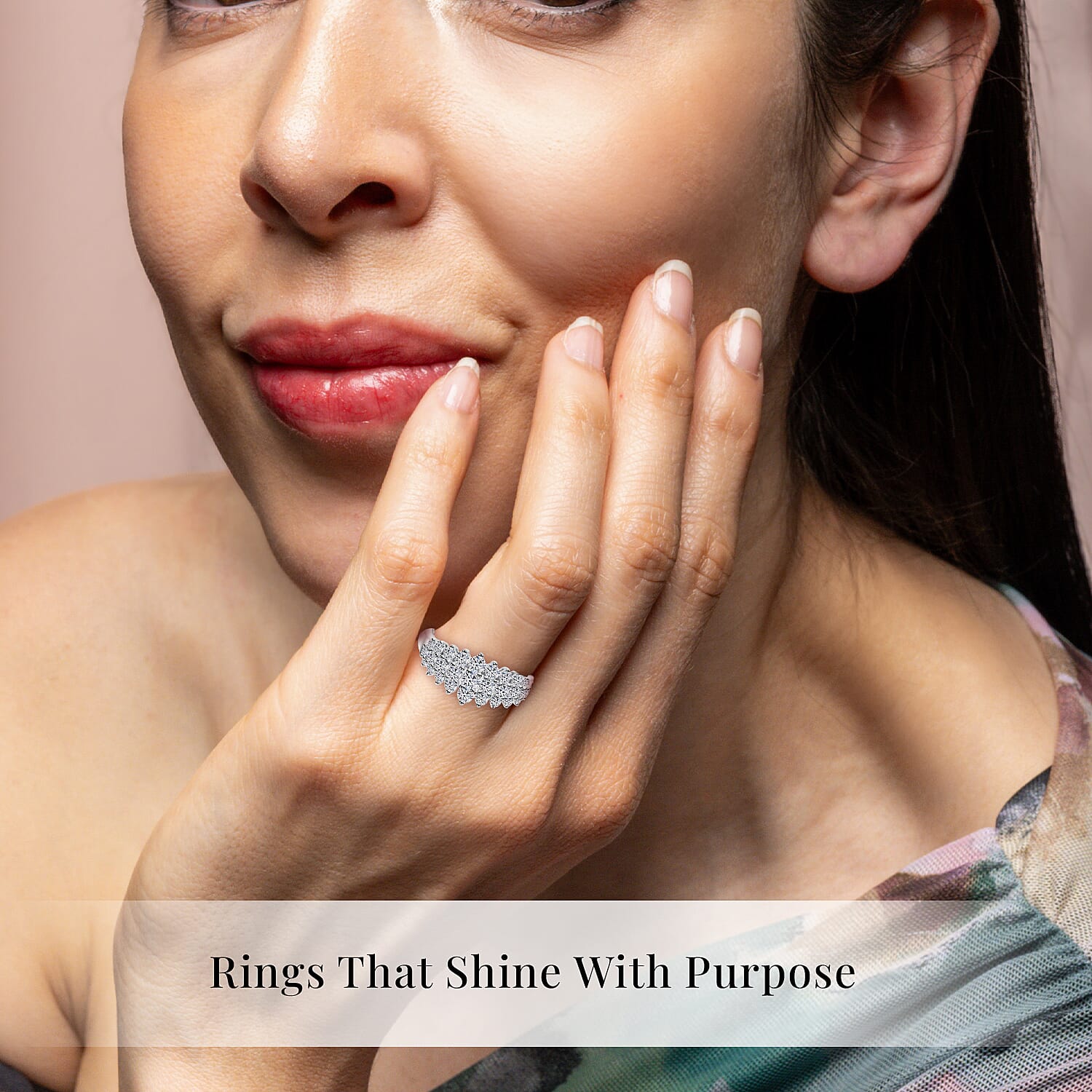Luxuriant Lab Grown Diamond G-H SI 1.00 ctw Sparkle Ring in Platinum Over Sterling Silver (Size 10.0)