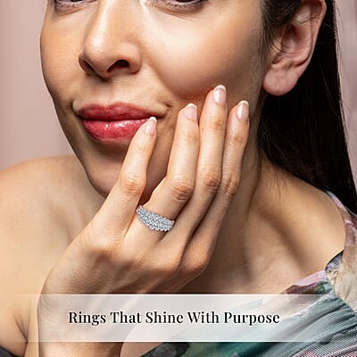 Luxuriant Lab Grown Diamond G-H SI 1.00 ctw Sparkle Ring in Platinum Over Sterling Silver (Size 10.0)