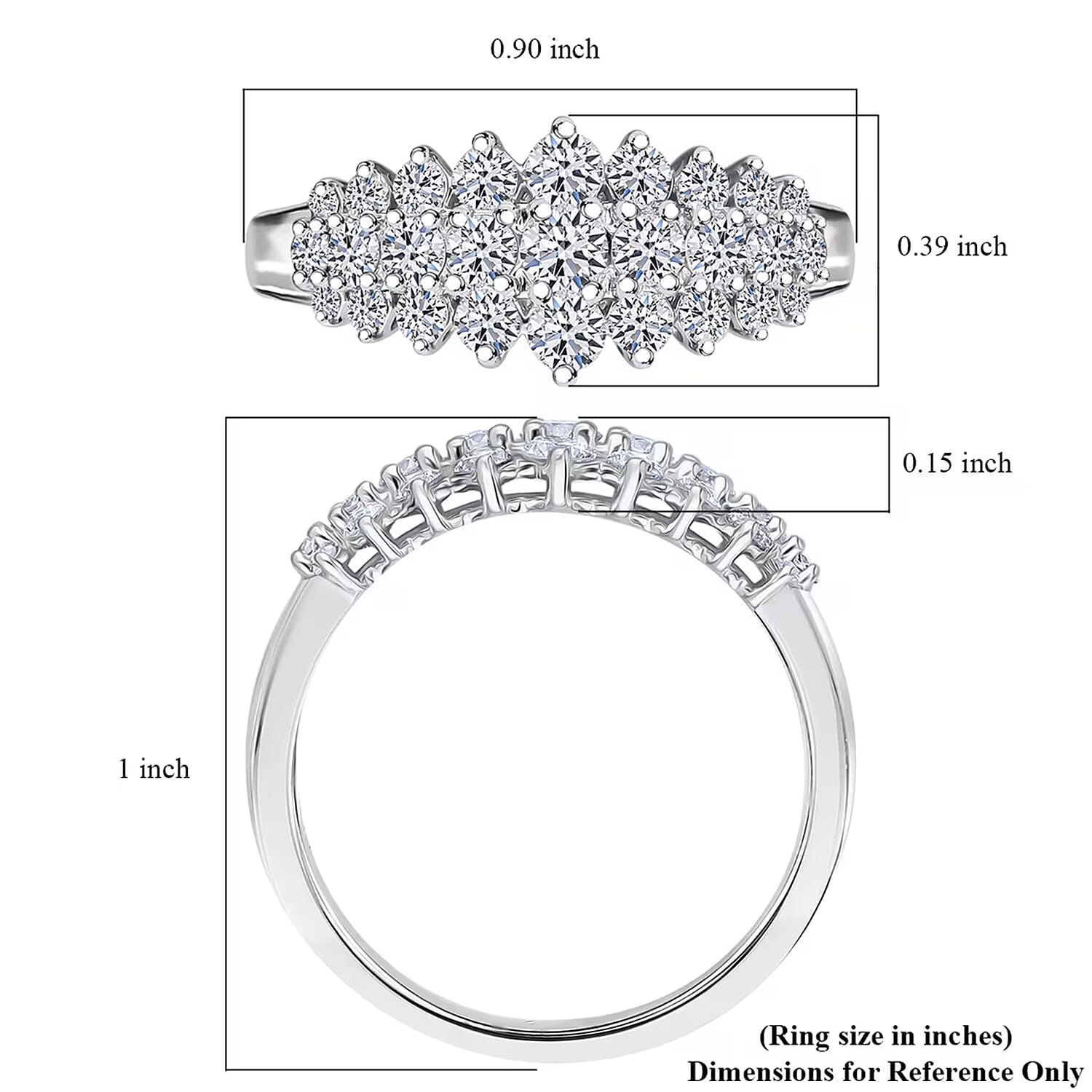 Luxuriant Lab Grown Diamond G-H SI 1.00 ctw Sparkle Ring in Platinum Over Sterling Silver (Size 10.0)
