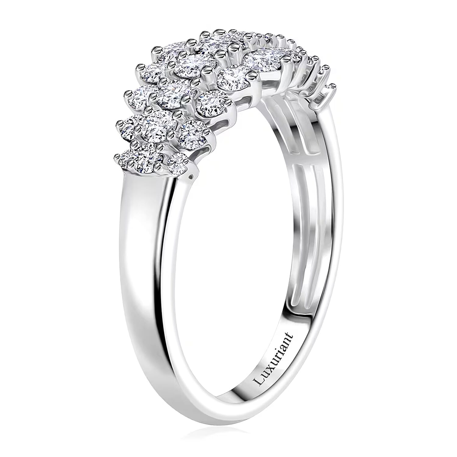 Luxuriant Lab Grown Diamond G-H SI 1.00 ctw Sparkle Ring in Platinum Over Sterling Silver (Size 10.0)