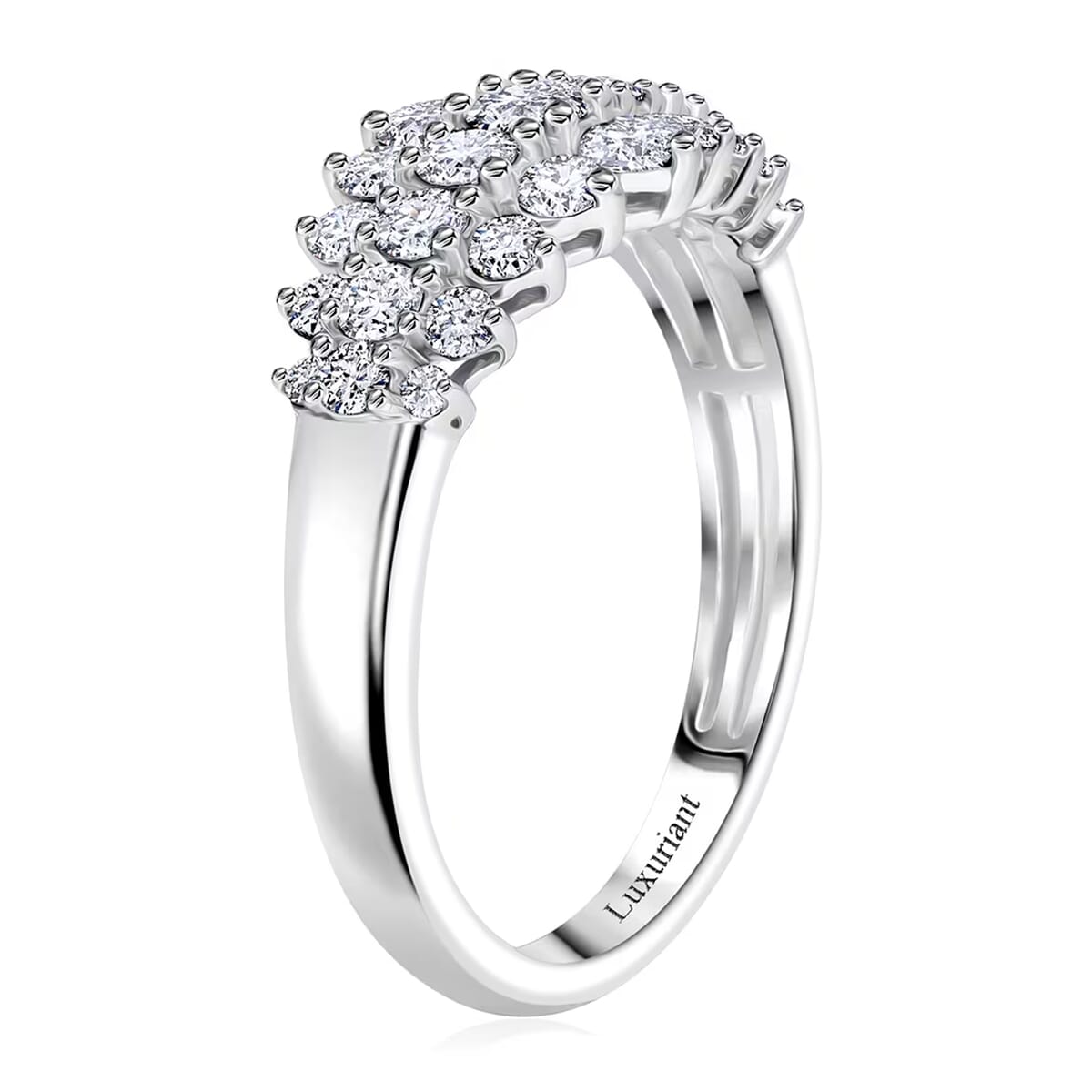 Luxuriant Lab Grown Diamond G-H SI 1.00 ctw Sparkle Ring in Platinum Over Sterling Silver (Size 10.0) image number 8