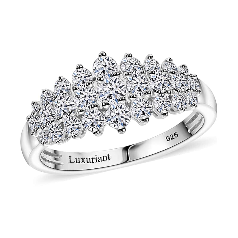 Luxuriant Lab Grown Diamond G-H SI 1.00 ctw Sparkle Ring in Platinum Over Sterling Silver (Size 6.0)