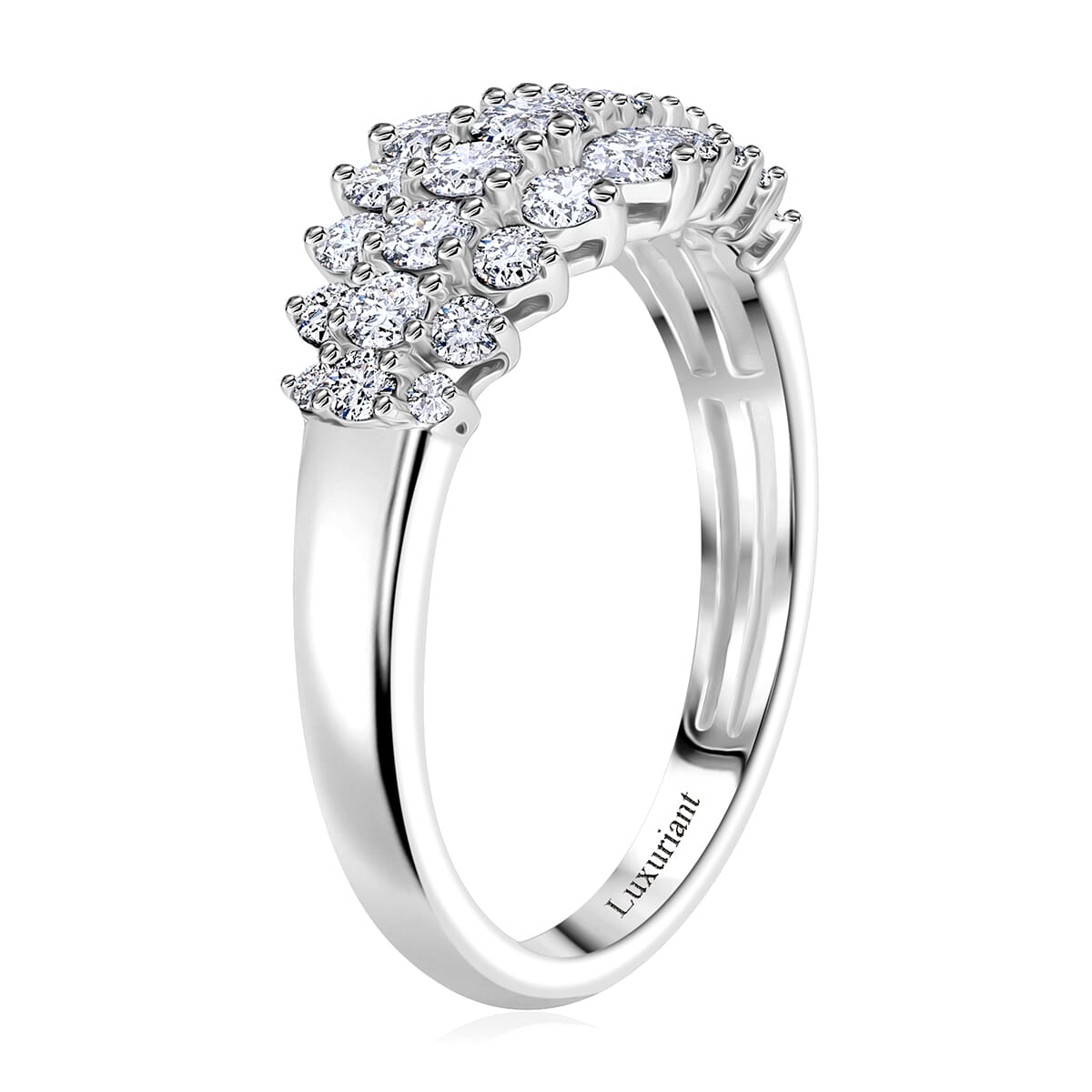 Luxuriant Lab Grown Diamond G-H SI 1.00 ctw Sparkle Ring in Platinum Over Sterling Silver (Size 8.0) image number 2